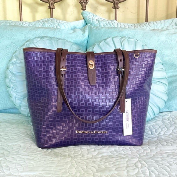Dooney & Bourke Bags Dooney Bourke Dover Plum Leather Woven Tote